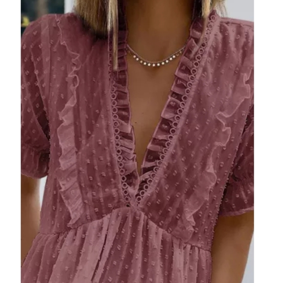 🔥🎉HP🎉😊New boutique Vneck swiss dot blouse - Picture 4 of 10